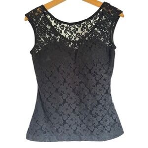XOXO Black Lace Overlay Sleeveless‎ Tank Top Women's Size M